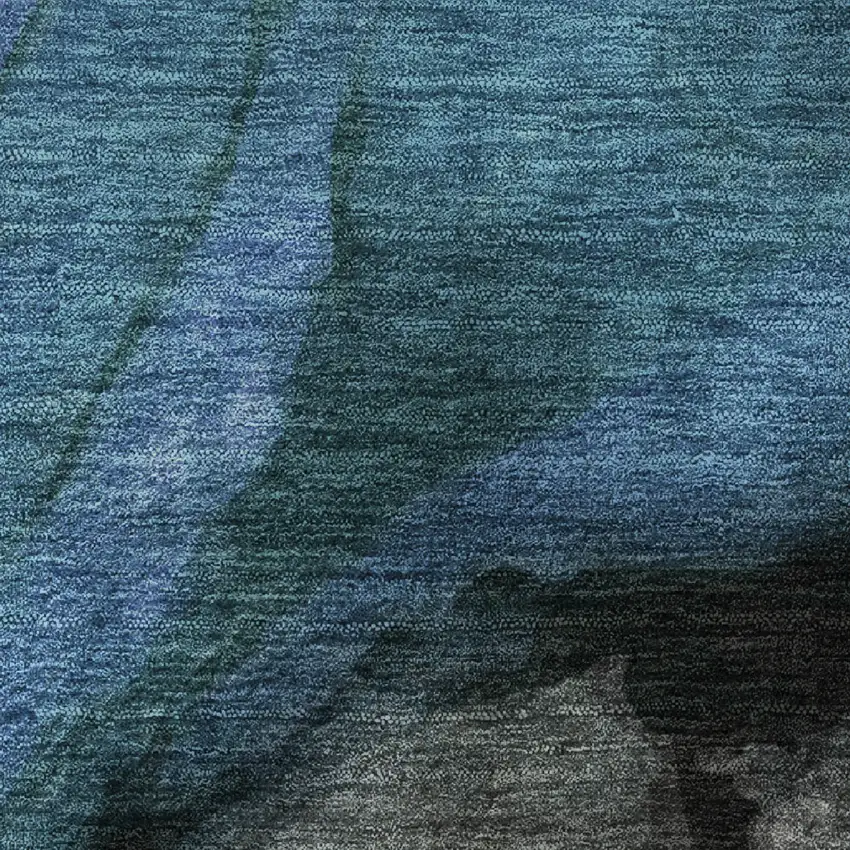 8' Blue Gray And Silver Abstract Washable Round Rug With UV Protection Photo 8