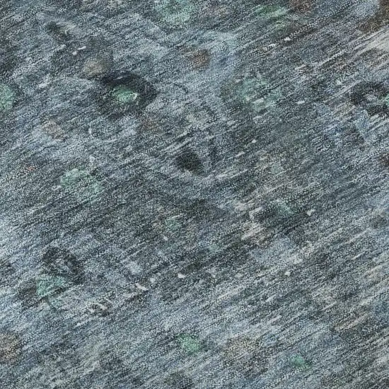 8' Blue Gray And Silver Floral Medallion Washable Round Rug With UV Protection Photo 8