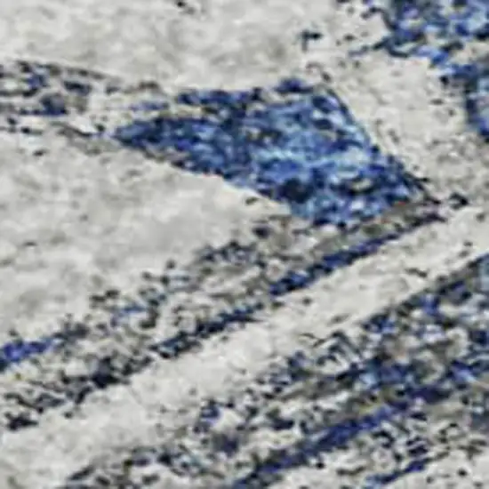 8' Blue Gray And Silver Floral Washable Area Rug With UV Protection Photo 2