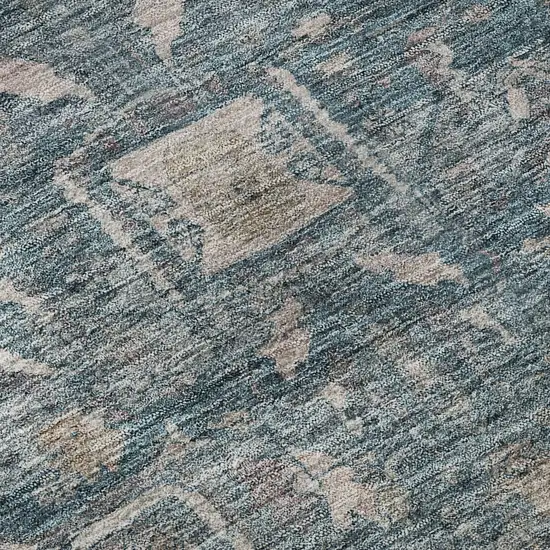 8' Blue Gray And Silver Oriental Washable Area Rug With UV Protection Photo 9