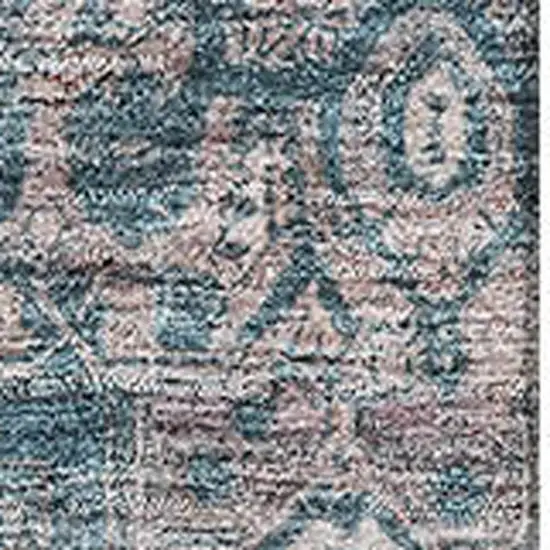8' Blue Gray And Silver Oriental Washable Area Rug With UV Protection Photo 2