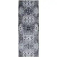 Photo of 8' Blue Gray And Taupe Abstract Stain Resistant Runner Rug