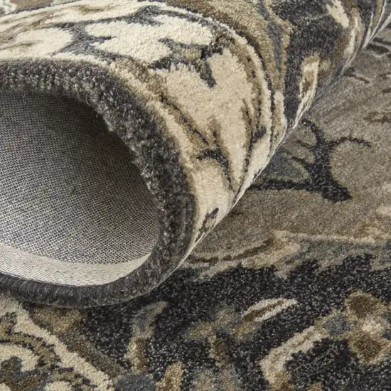 8' Blue Gray And Taupe Round Wool Paisley Tufted Handmade Stain Resistant Area Rug Photo 6