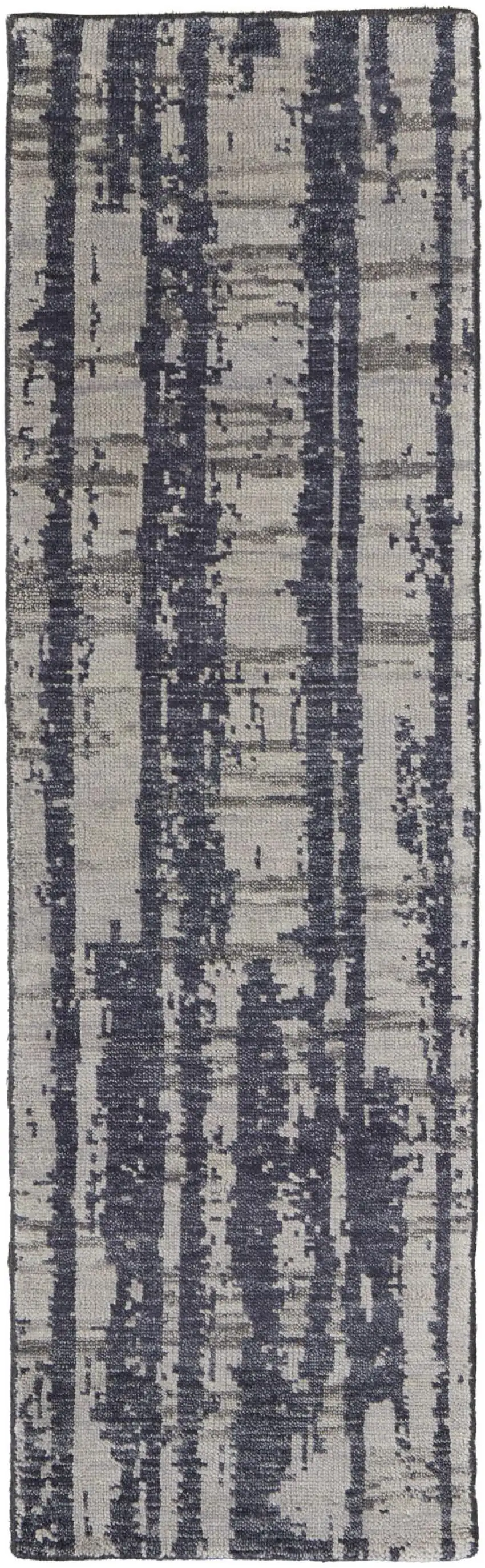 8' Blue Gray And Taupe Wool Abstract Hand Knotted Area Rug Photo 2
