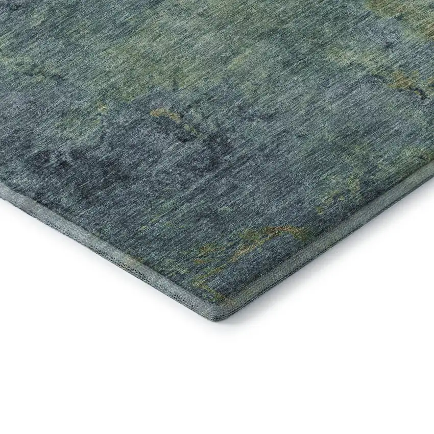 8' Blue Green And Beige Abstract Washable Area Rug With UV Protection Photo 7