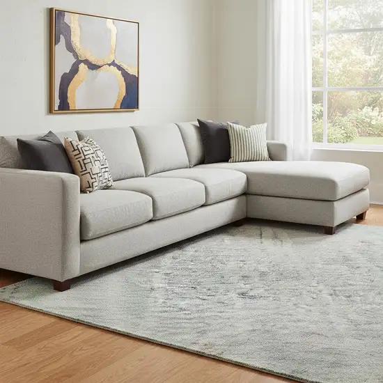 8' Blue Green And Gray Abstract Washable Area Rug With UV Protection Photo 2