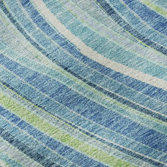 8' Blue Green And Ivory Marble Washable Round Rug With UV Protection Photo 9