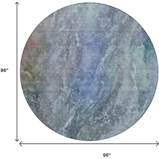 8' Blue Green And Purple Round Abstract Washable Indoor Outdoor Area Rug Photo 3