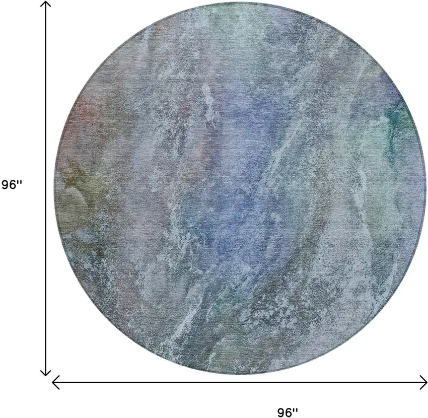 8' Blue Green And Purple Round Abstract Washable Indoor Outdoor Area Rug Photo 3