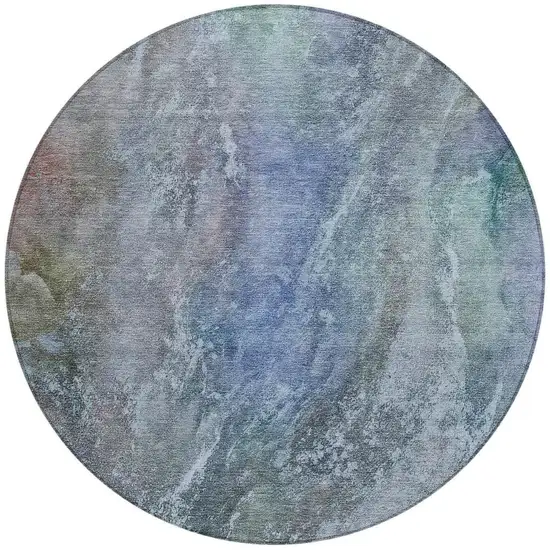 8' Blue Green And Purple Round Abstract Washable Indoor Outdoor Area Rug Photo 4