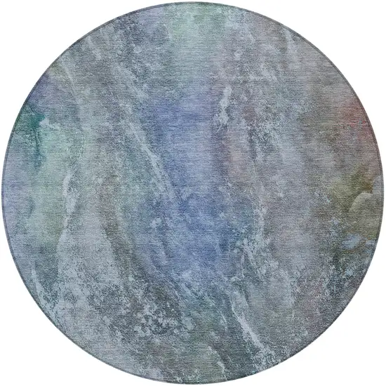 8' Blue Green And Purple Round Abstract Washable Indoor Outdoor Area Rug Photo 5