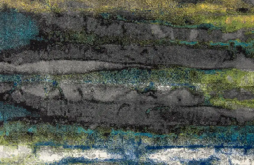 10' Blue Green And Taupe Stain Resistant Runner Rug Photo 5