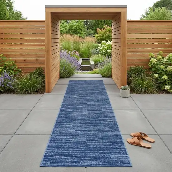 10' Blue Indoor Outdoor Runner Rug Photo 1