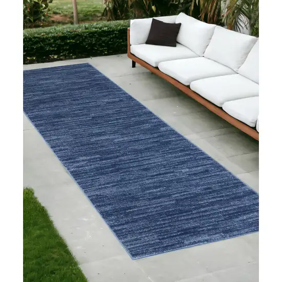 10' Blue Indoor Outdoor Runner Rug Photo 1