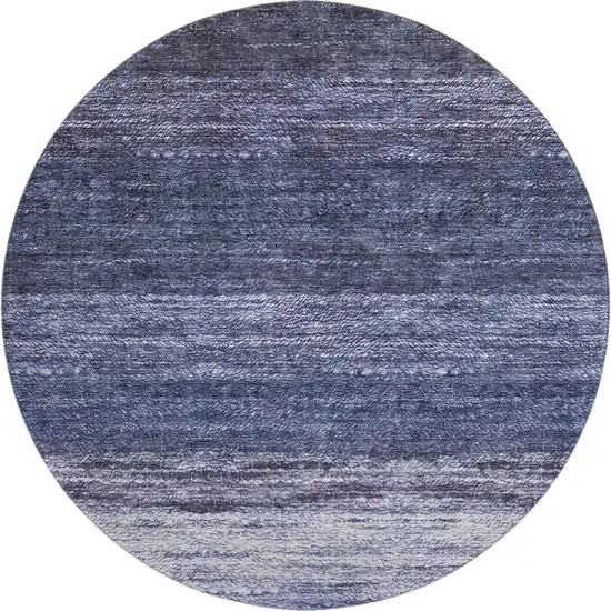 8' Blue Ivory And Beige Abstract Washable Round Rug With UV Protection Photo 1