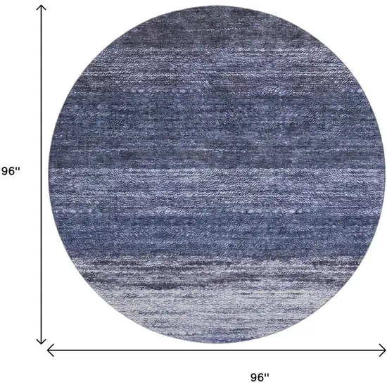 8' Blue Ivory And Beige Abstract Washable Round Rug With UV Protection Photo 3