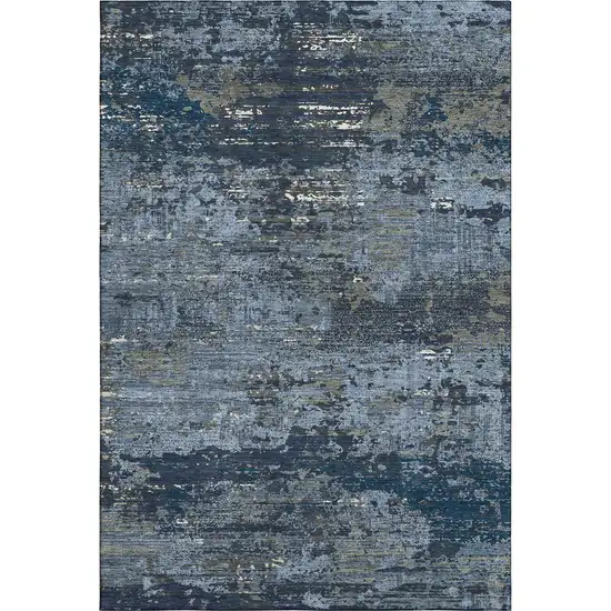 8' Blue Ivory And Gray Abstract Washable Area Rug With UV Protection Photo 1