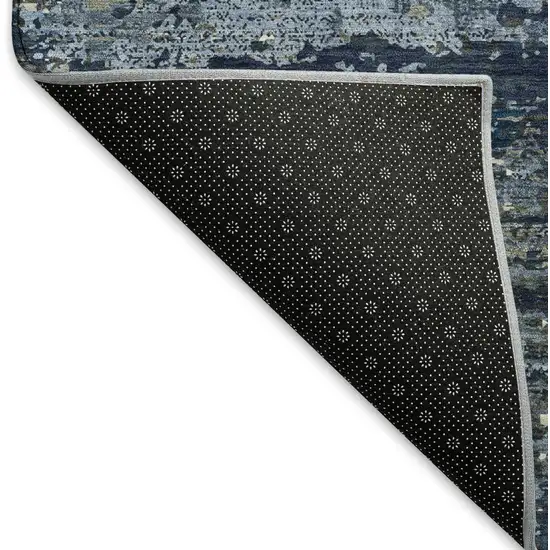 8' Blue Ivory And Gray Abstract Washable Area Rug With UV Protection Photo 6