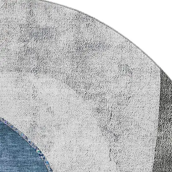 8' Blue Ivory And Gray Abstract Washable Round Rug With UV Protection Photo 3