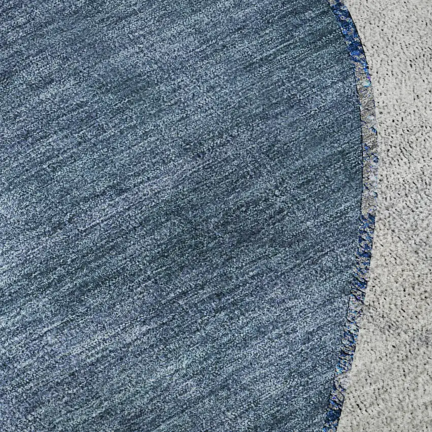 8' Blue Ivory And Gray Abstract Washable Round Rug With UV Protection Photo 9