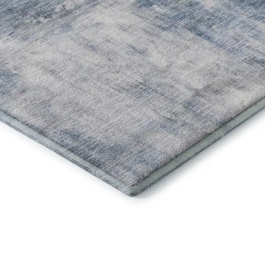 8' Blue Ivory And Gray Abstract Washable Round Rug With UV Protection Photo 6