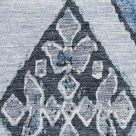 8' Blue Ivory And Gray Moroccan Washable Round Rug With UV Protection Photo 3