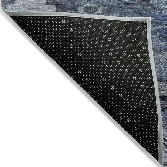 8' Blue Ivory And Gray Round Tribal Washable Indoor Outdoor Area Rug Photo 7