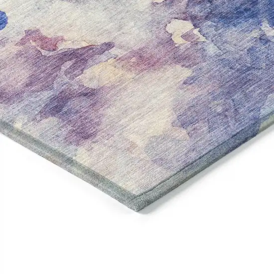 8' Blue Ivory And Mauve Round Owl Washable Indoor Outdoor Area Rug Photo 5