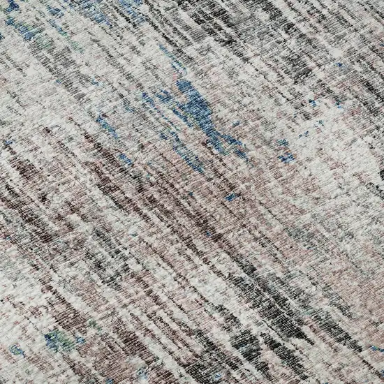 8' Blue Ivory And Sage Round Abstract Washable Indoor Outdoor Area Rug Photo 6