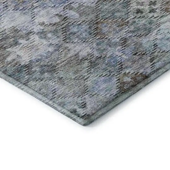 8' Blue Ivory And Taupe Abstract Geometric Washable Round Rug With UV Protection Photo 6