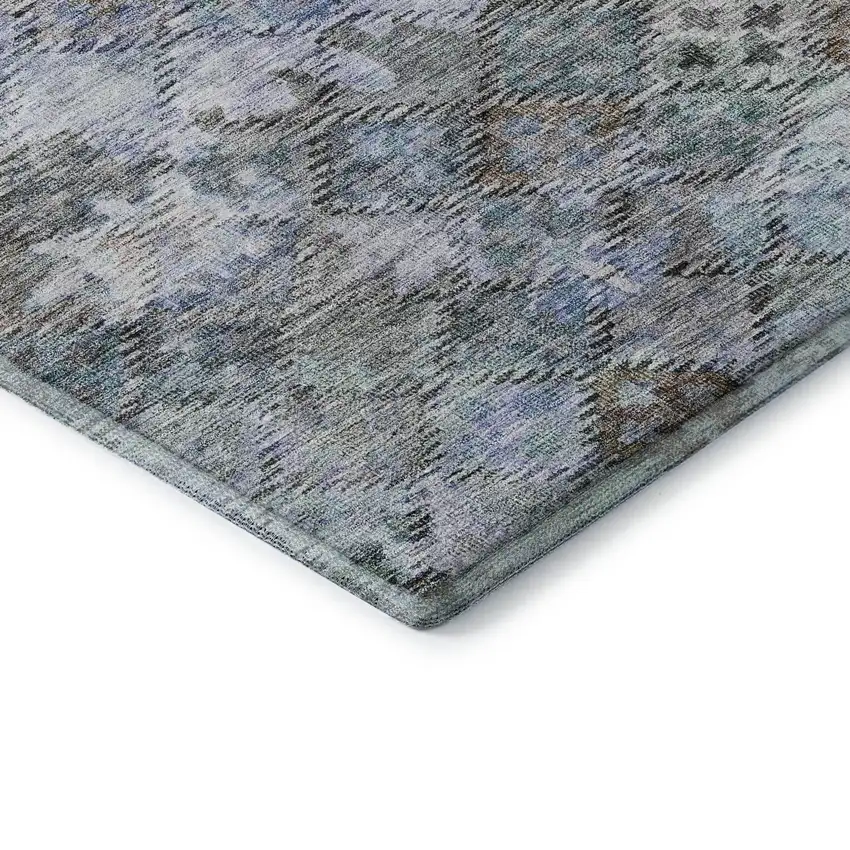 8' Blue Ivory And Taupe Abstract Geometric Washable Round Rug With UV Protection Photo 6