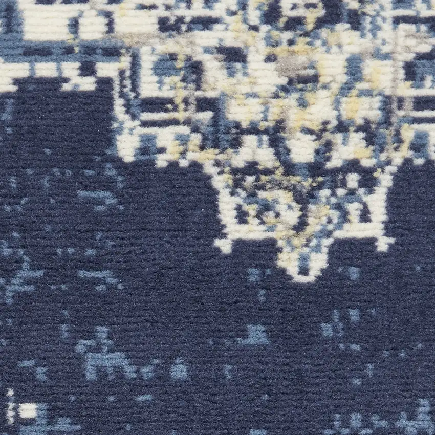 6' Blue Medallion Distressed Runner Rug Photo 2