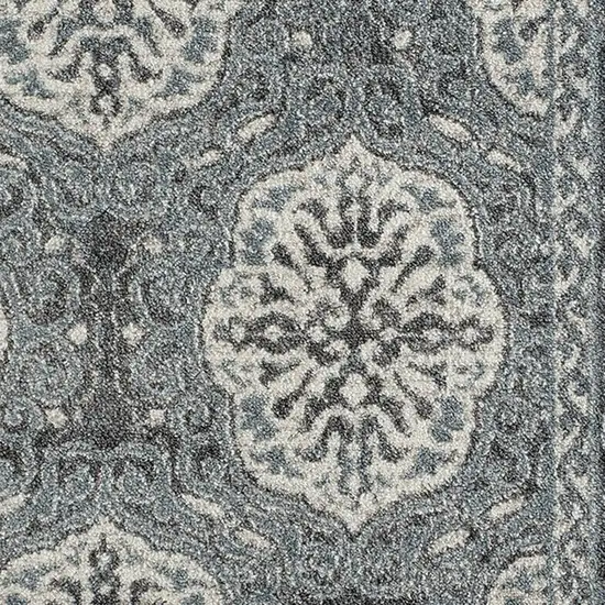 10' Blue Medallion Power Loom Runner Rug Photo 6