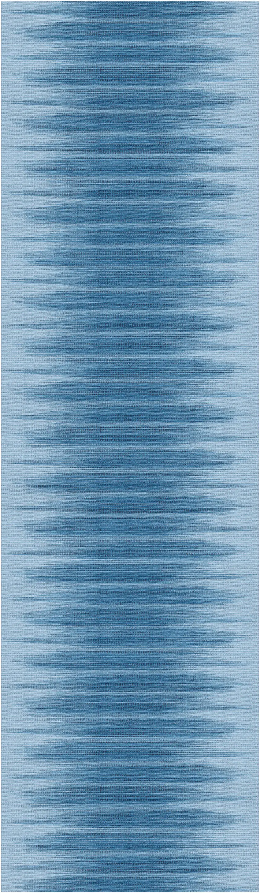 8' Blue Ombre Distressed Non Skid Runner Rug Photo 9