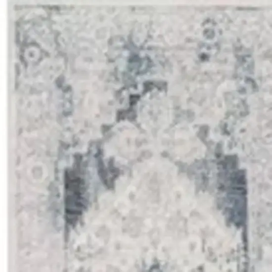 8' Blue Oriental Power Loom Distressed Washable Runner Rug Photo 3