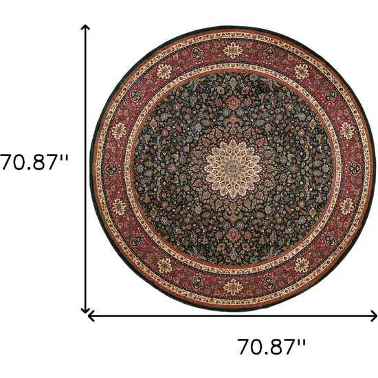 6' Blue Oriental Round Rug Photo 4