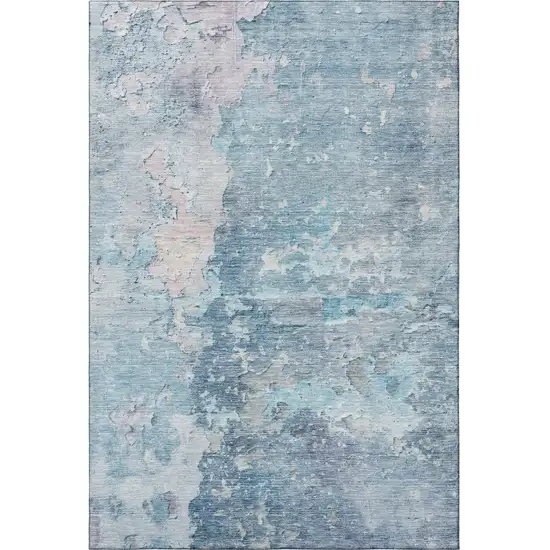 8' Blue Pink And Gray Abstract Washable Area Rug With UV Protection Photo 3