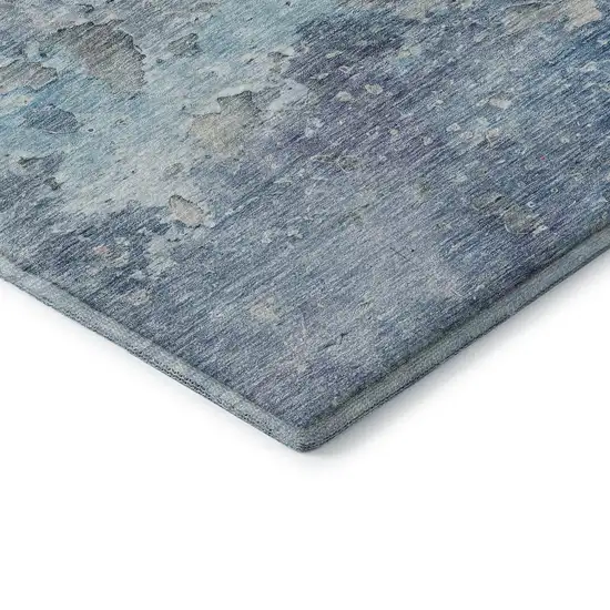 8' Blue Pink And Gray Abstract Washable Area Rug With UV Protection Photo 7