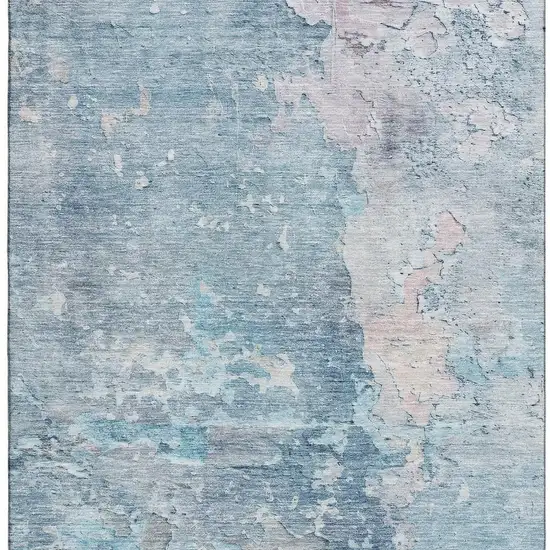 8' Blue Pink And Gray Abstract Washable Area Rug With UV Protection Photo 2