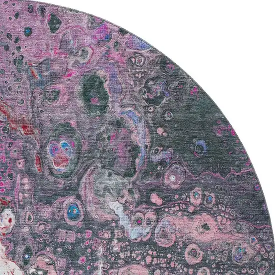 8' Blue Pink And Purple Abstract Washable Round Rug With UV Protection Photo 3