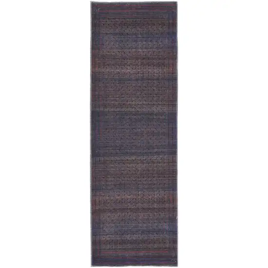 8' Blue Pink And Purple Floral Power Loom Runner Rug Photo 1