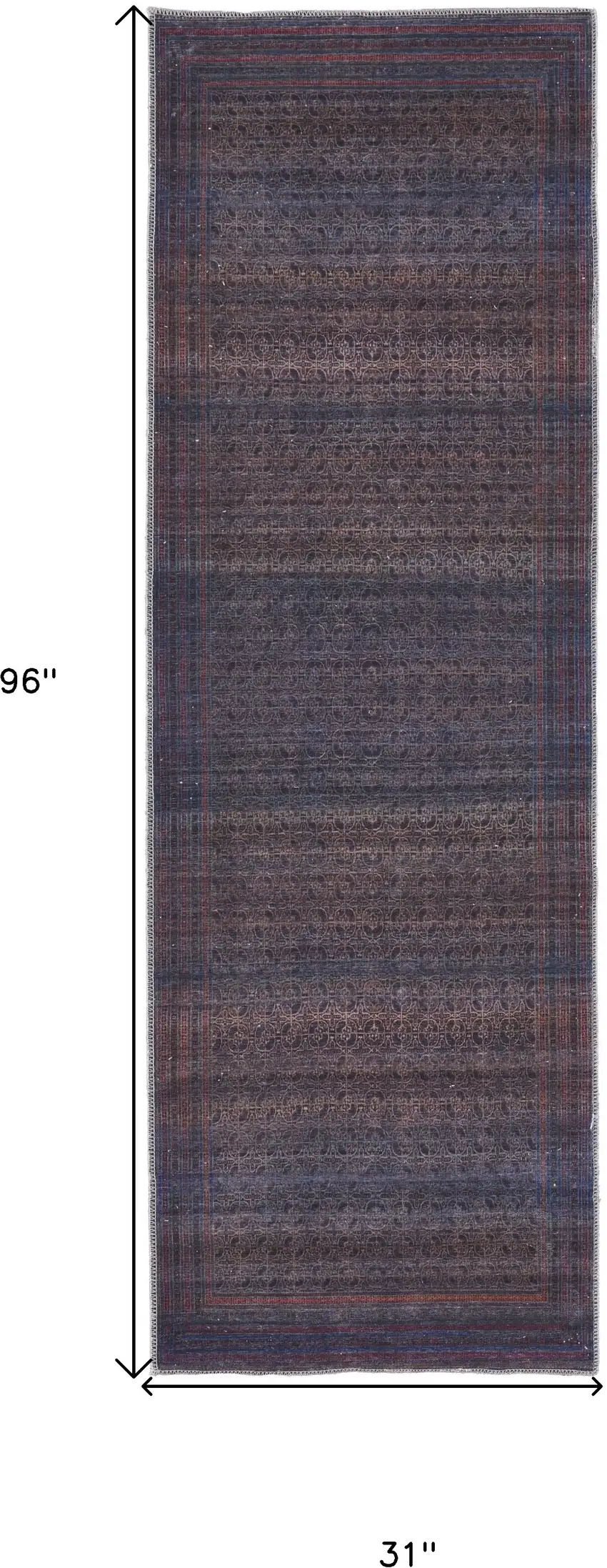 8' Blue Pink And Purple Floral Power Loom Runner Rug Photo 5