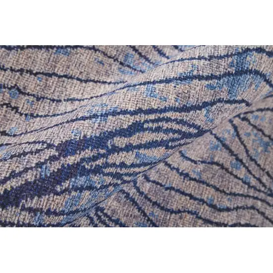8' Blue Pink and Tan Abstract Power Loom Washable Runner Rug Photo 8