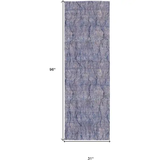 8' Blue Pink and Tan Abstract Power Loom Washable Runner Rug Photo 3