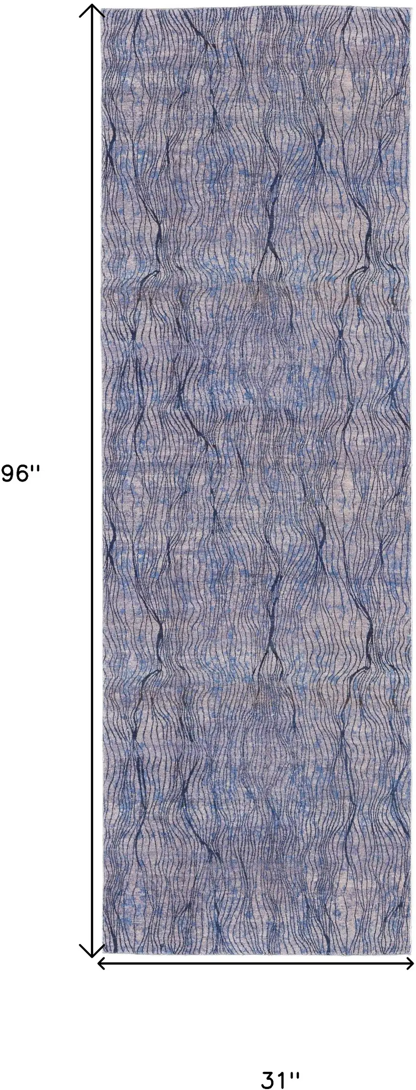 8' Blue Pink and Tan Abstract Power Loom Washable Runner Rug Photo 3