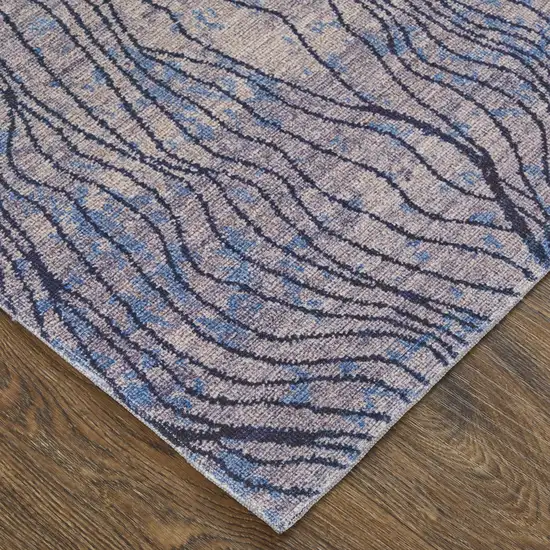 8' Blue Pink and Tan Abstract Power Loom Washable Runner Rug Photo 4