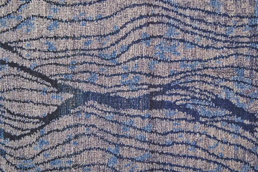 8' Blue Pink and Tan Abstract Power Loom Washable Runner Rug Photo 7