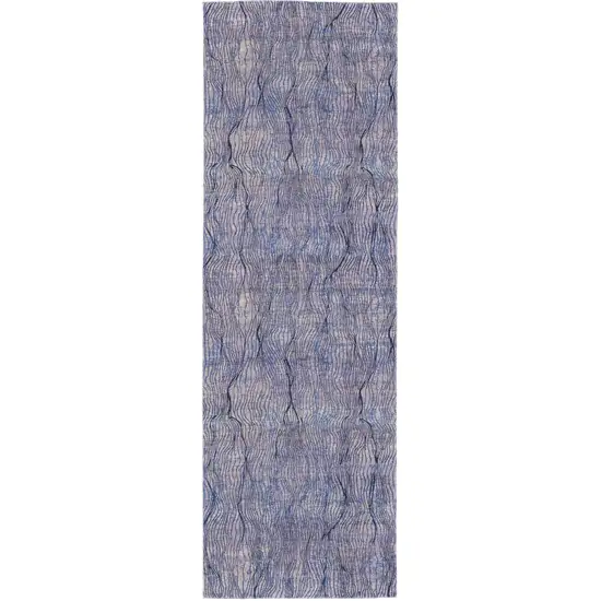 8' Blue Pink and Tan Abstract Power Loom Washable Runner Rug Photo 2