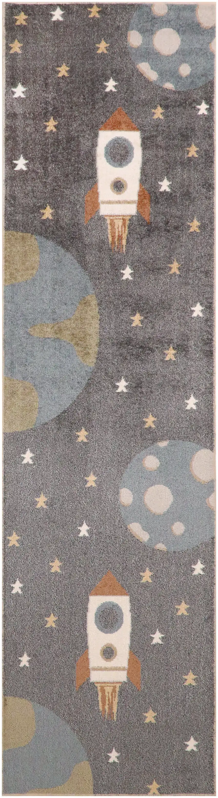 6' Blue Power Loom Runner Rug Photo 8