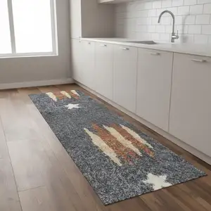 Photo of 8' Blue Power Loom Runner Rug